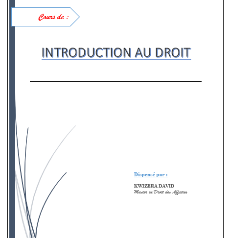 INTRODUCTION AU DROIT